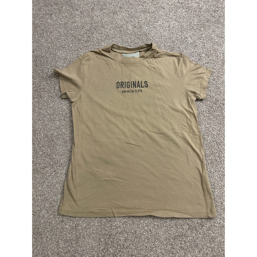Brooklyn Cloth Originals Tee Mens Small Tan Excellent Graphic Cotton T-Shirt